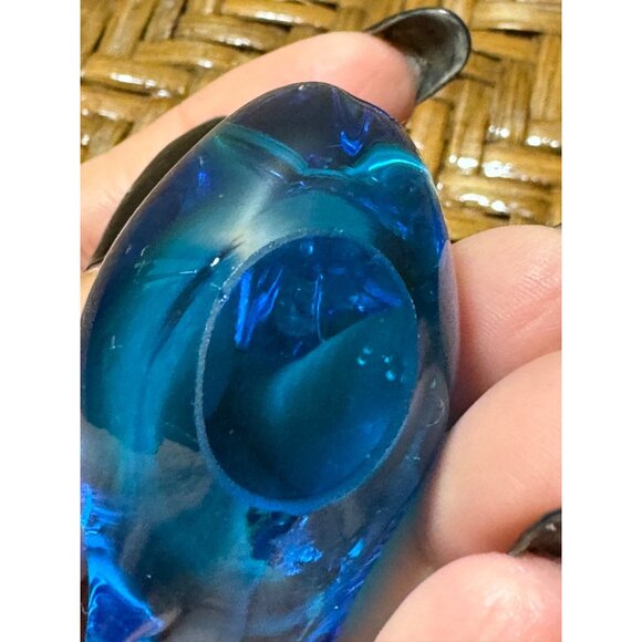 Vintage Blue Glass Swan Figurines Handcrafted Art Decor Collectible 2 1/4" Tall - Picture 6 of 8